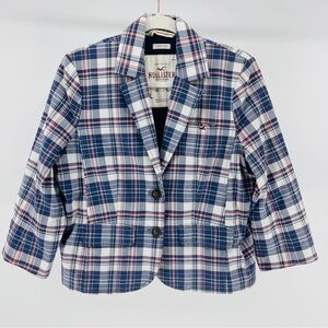 Hollister Plaid 2 Button Blazer, Front Flap Pockets, Size Large
